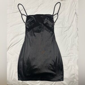 Open Back, Black Mini Bodycon Dress